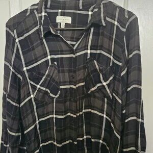 Lucky Brand Green Plaid Button Up Size L